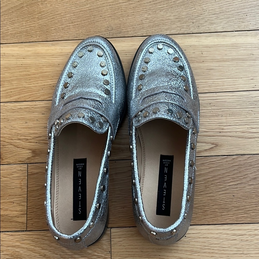 Steve Madden Silver Studded Loafers